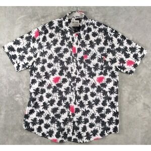 RSVLTS Beverly Chills White Black Button‎ Shirt Mens XLarge  All Over Print